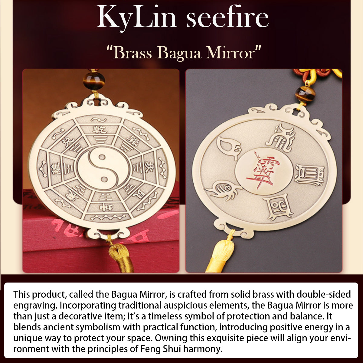 KyLin Taoism Pure brass Bagua mirror