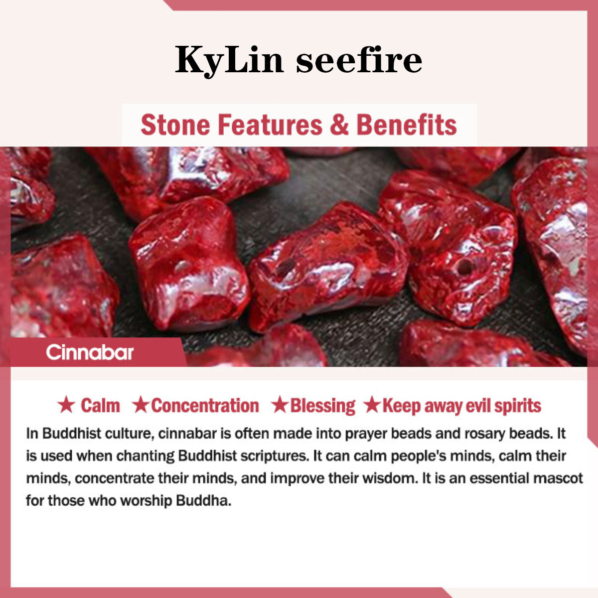 KyLin Natural Cinnabar Chinese Zodiac Hetian Jade Fu Character Luck Rope Bracelet