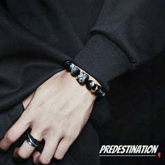 [Collector's Edition] Kylin-FengShui 9A Grade Silver Obsidian Bracelet with Lion Dance and Golden Obsidian for a High-End Feel - Lucky Peach Blossom Bracelet - Element: Water